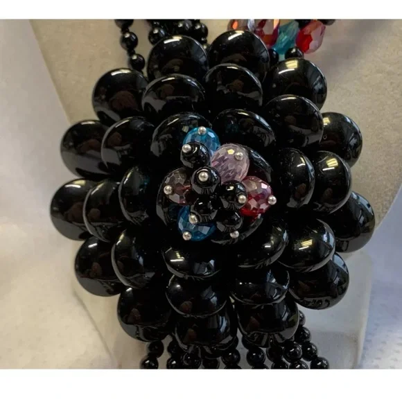 Joan Rivers,Starlet Black, Multicolor Flowers, Beaded Necklace, Excellent Cond. - Picture 3 of 13